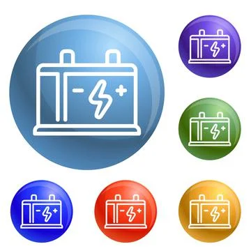 Car battery icons set vector Illustrazione stock