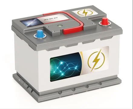 Car battery isolated on white background. 3D illustration Illustrazione stock