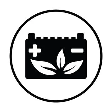 Car battery with leaf icon Stock Illustration