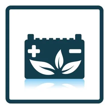 Car battery with leaf icon 스톡 일러스트