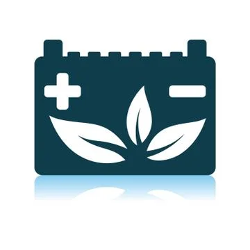 Car Battery With Leaf Icon Stock Illustration