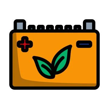 Car Battery With Leaf Icon Stock Illustration