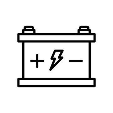 Car battery linear logo mark in black and white Stock Illustration
