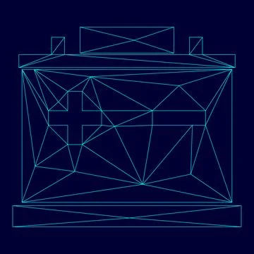 Car battery low poly triangulation triangulated polygonal electric cyan blue  Stock Illustration