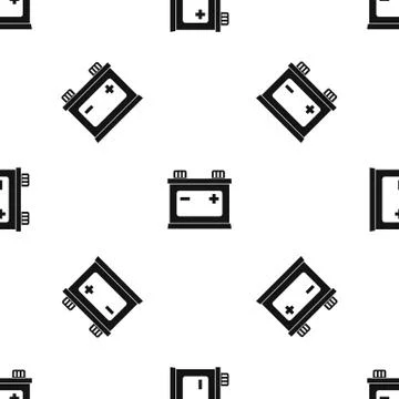 Car battery pattern seamless black Stock Illustration