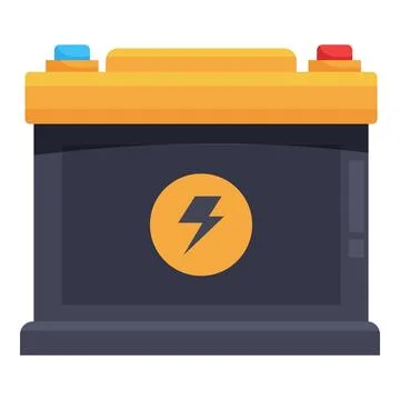 Car battery providing electrical power for starting engine Stock Illustration