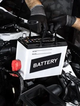 Car battery replacement 스톡 사진