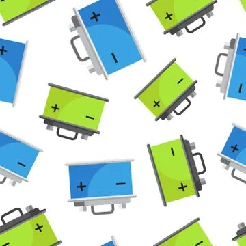 Car battery seamless pattern background. Business flat vector illustration. A Illustrazione stock