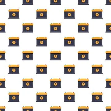 Car battery seamless pattern providing automotive electric power 스톡 일러스트