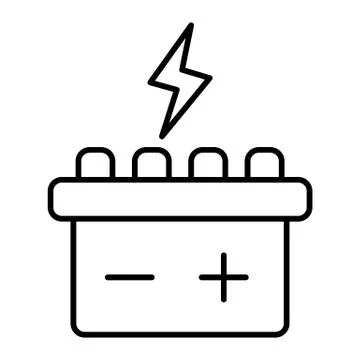 Car battery thin line icon. Accumulator vector illustration isolated on white Stock Illustration