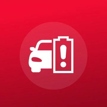Car battery warning icon, vector Stock Illustration