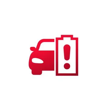 Car battery warning icon on white Stock Illustration