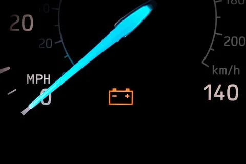 Car battery warning light Fotos de archivo