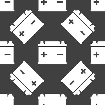 Car battery web icon. flat design. Seamless gray pattern. Illustrazione stock
