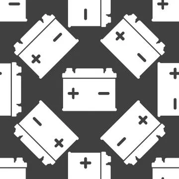 Car battery web icon. flat design. Seamless gray pattern. Illustrazione stock