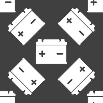 Car battery web icon. flat design. Seamless gray pattern. Illustrazione stock