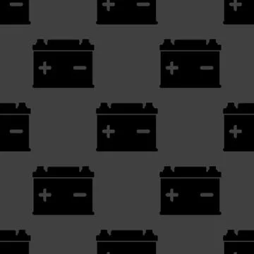 Car battery web icon. flat design. Seamless gray pattern. Stock Illustration