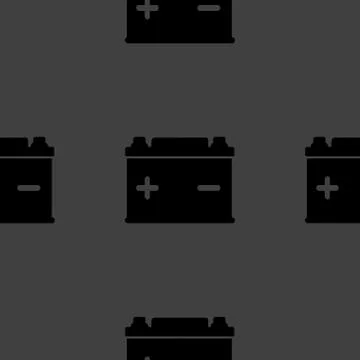 Car battery web icon. flat design. Seamless gray pattern. Illustrazione stock