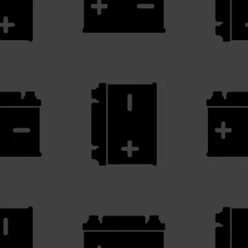 Car battery web icon. flat design. Seamless gray pattern. Stock Illustration
