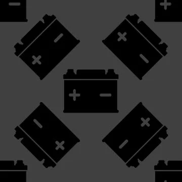 Car battery web icon. flat design. Seamless gray pattern. Stock Illustration
