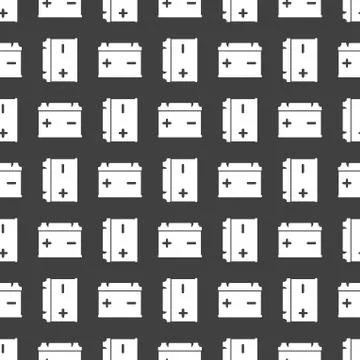 Car battery web icon. flat design. Seamless gray pattern. Illustrazione stock