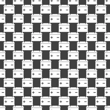 Car battery web icon. flat design. Seamless gray pattern. Stock Illustration