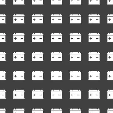 Car battery web icon. flat design. Seamless gray pattern. Illustrazione stock