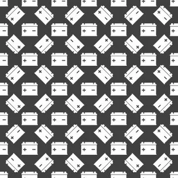 Car battery web icon. flat design. Seamless gray pattern. Illustrazione stock