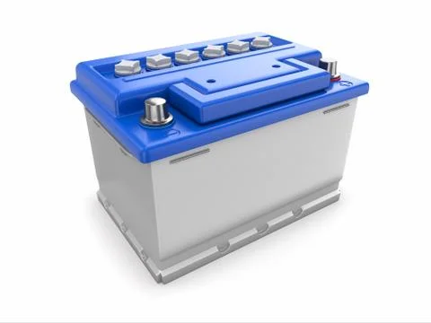 Car battery on white background. three-dimensional image. Stock Illustration