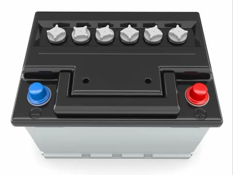 Car battery on white background. three-dimensional image. Stock Illustration