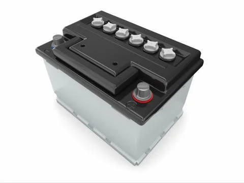Car battery on white background. three-dimensional image. Stock Illustration