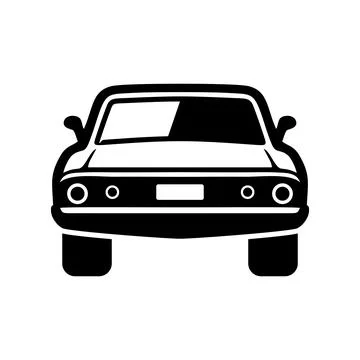 Car black icon front view. Vehicle automobile. Car silhouette face Stock Illustration