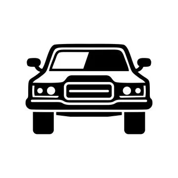 Car black icon front view. Vehicle automobile. Car silhouette face Stock-Illustration