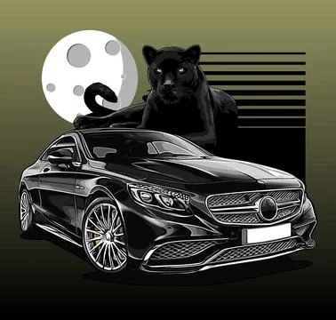 Car black panther background vector template Stock Illustration