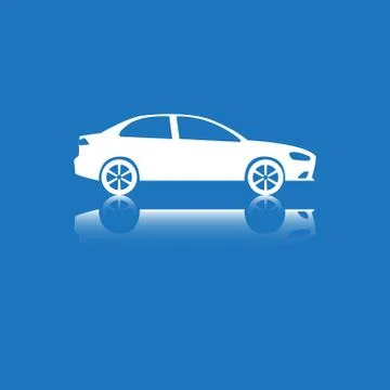 Car on blue background. Vector icon. Stock Illustration
