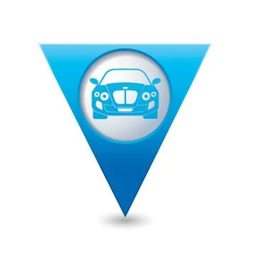 CAR BLUE triangular map pointer Stock Illustration