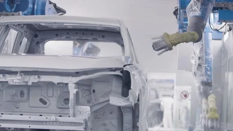 Car Body Electrostatic Painting Robotic Arm Spray 스톡 동영상 339320165