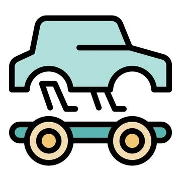 Car body moving on assembly line in automotive production plant Stock Illustration
