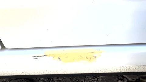 Car bodywork in progress with filler applied over damage part. Prepare the .. Stock Footage 292966870