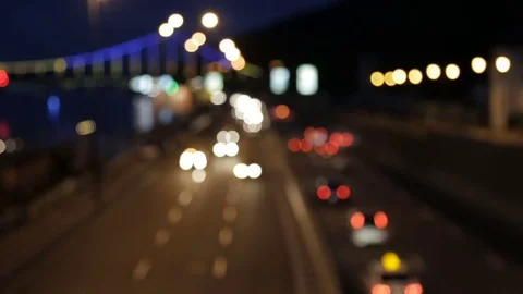 Car bokeh on the night freeway Stock Footage 78013938