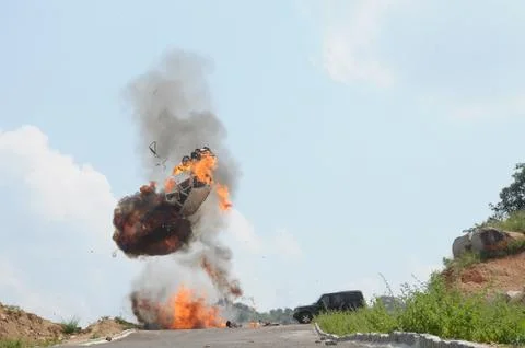 Car at Bomb blast Stock Photos