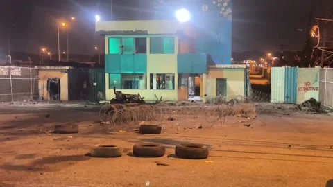Car bomb explodes outside Ecuador prison, damages main entrance, Guayaquil, EC - Stock Footage 317879380