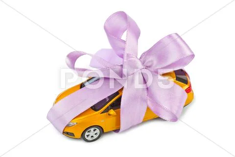 Car with bow as gift Stock Photos