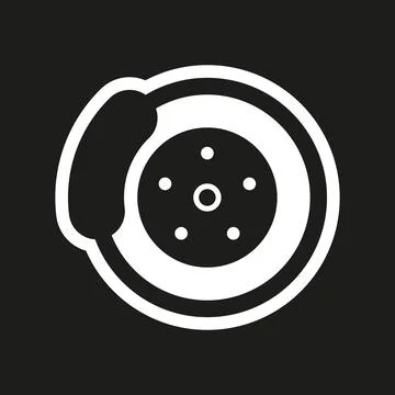 Car brake vector icon on black background Stock Illustration