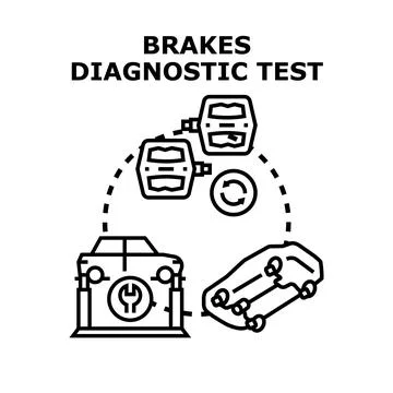 Car brakes diagnostic test concept for automobile maintenance Stock Illustration