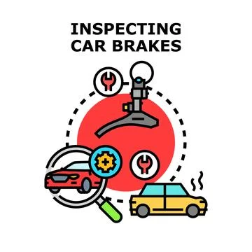 Car brakes inspection vector concept for vehicle maintenance Stock Illustration