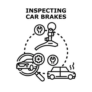 Car brakes inspection vector concept for vehicle maintenance Stock Illustration