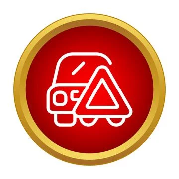Car breakdown emergency with warning triangle alert Stock Illustration