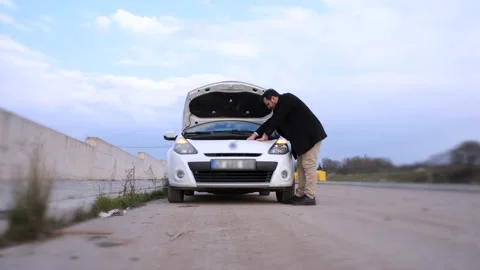 Car breakdown, engine failure Stock Footage 238014266