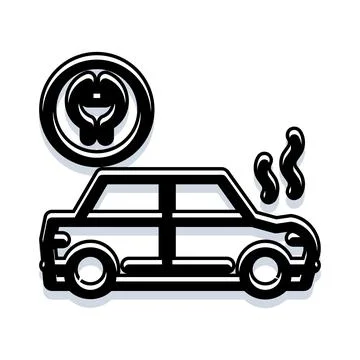 Car breakdown icon with engine trouble steam Illustrazione stock